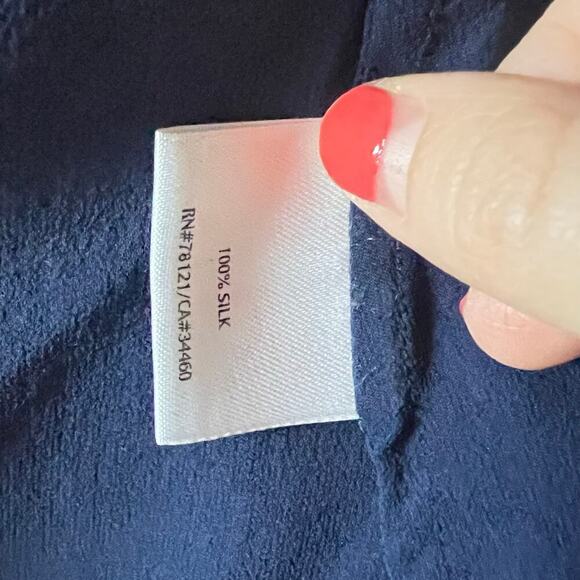Eileen fisher navy blue silk open blouse S - Picture 3 of 5